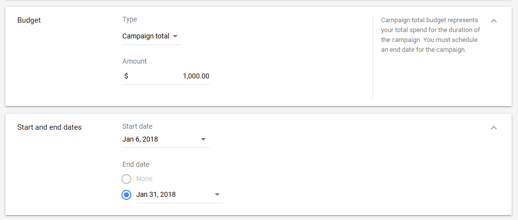 budget and schedule google ads