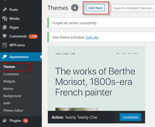 Add new Wordpress theme