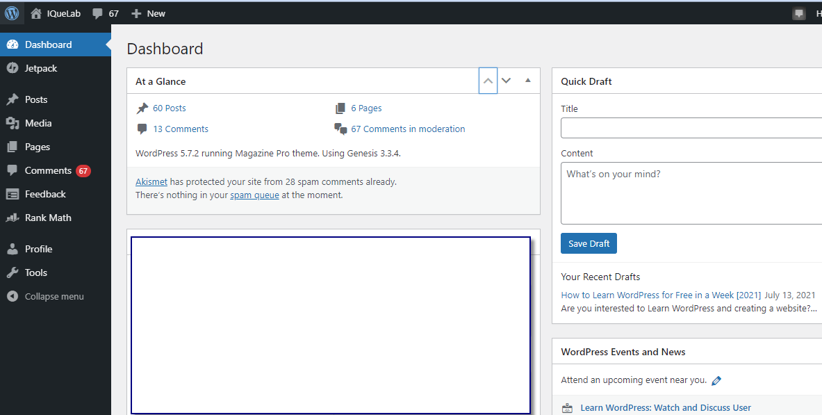 Wordpress Dashboard