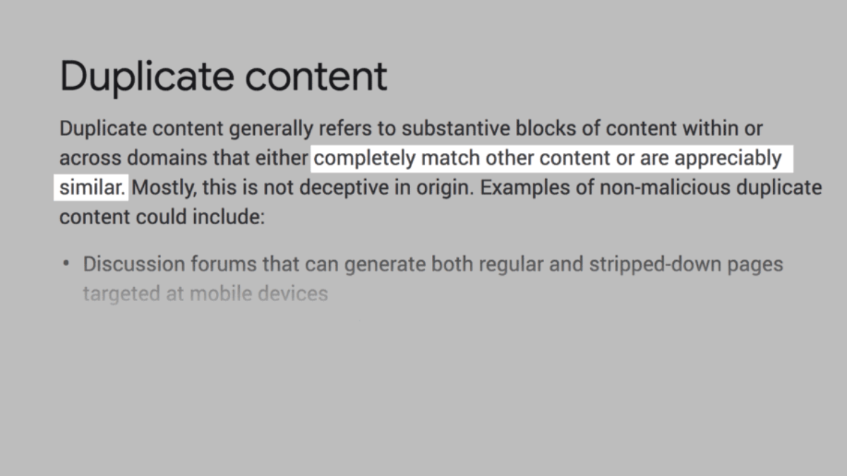 Google - duplicate content