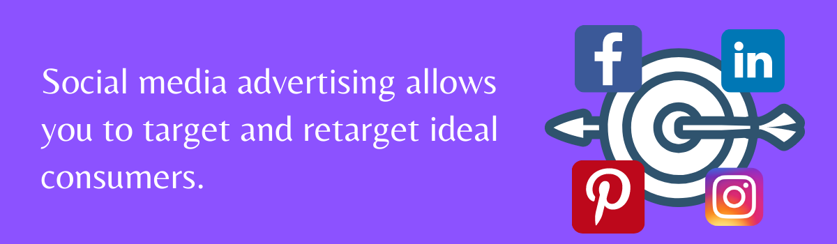 Social media advertising allows you to target and retarget ideal consumers.