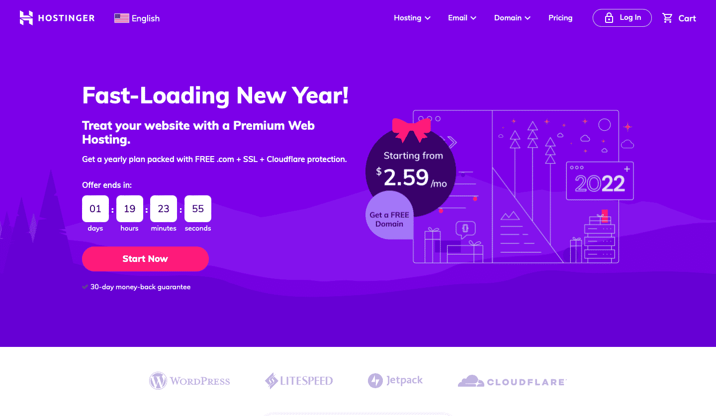 Hostinger is best web hosting service that offer hosting for Wordpress & Business sites like VPS, Cloud, Managed Wordpress, WooCommerce, etc.