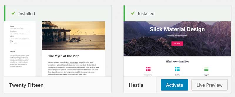 Hestia Theme Installation
