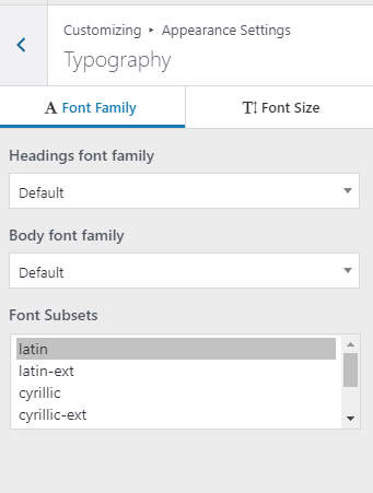 Typography Settings