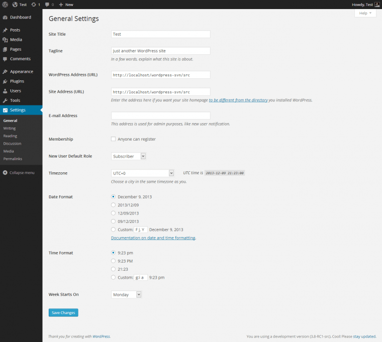 General Settings
