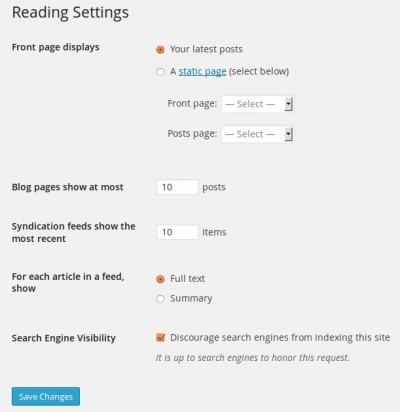 Reading Settings