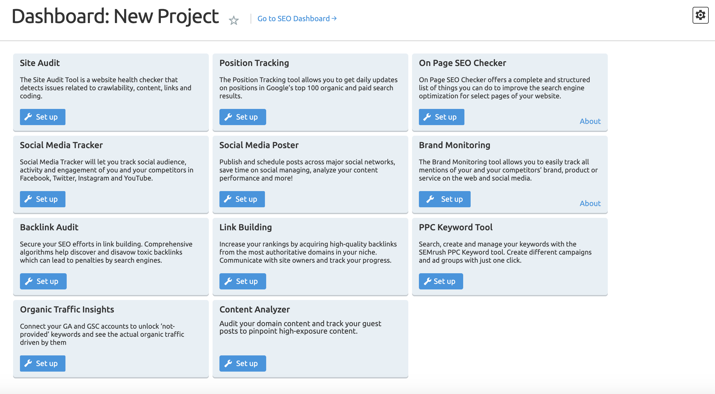 New Project Dashboard