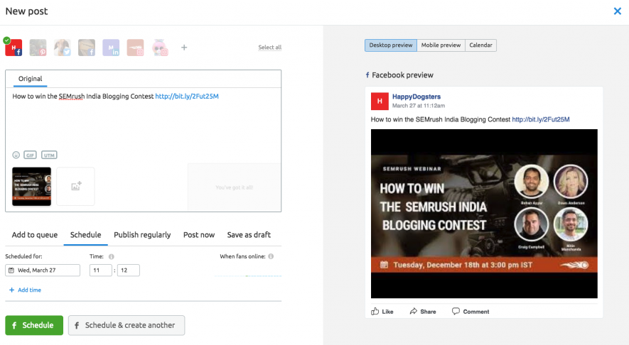 Schedule a post on Facebook